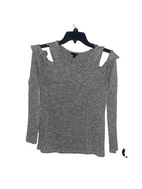 Aeropostale Gray Cold Shoulder Knit Top Y2K Soft Girl Casual Cozy Large Tee